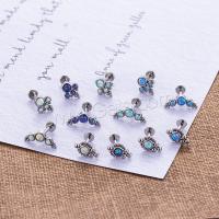 316 Stainless Steel Stud Earring Set, with Opal, 12 pieces & for woman, mixed colors 