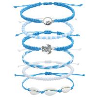 Fashion Create Wax Cord Bracelets, with Shell & Zinc Alloy, handmade, three pieces & Unisex & adjustable Approx 19-35 cm 