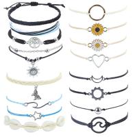 Fashion Create Wax Cord Bracelets, with Zinc Alloy, plated, Bohemian style & Unisex & adjustable Approx 14-28 cm 