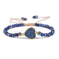 Gemstone Bracelets, Natural Stone, with Polyester Cord & Zinc Alloy, adjustable & for woman Approx 16-28 cm 
