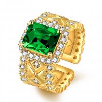 Anilo de dedo de latón, metal, chapado en color dorado, para mujer & con diamantes de imitación, tamaño:6-8, Vendido por UD