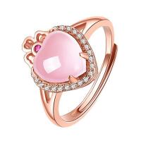 Crystal Brass Finger Ring, Cupronickel, with Crystal, Heart, plated, adjustable & for woman & with rhinestone US Ring 