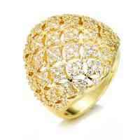 Anilo de dedo de latón, metal, Patrón Geométrico, chapado en color dorado, diverso tamaño para la opción & para mujer & con diamantes de imitación, tamaño:6-9, Vendido por UD