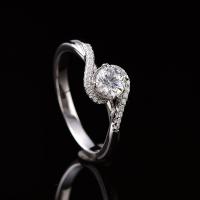 Anilo de dedo de latón, metal, chapado en platina real, ajustable & para mujer & con diamantes de imitación, 8mm, tamaño:6-8, Vendido por UD