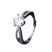 Латунное кольцо с стразами, Латунь, Геометрический узор, покрытый платиной, регулируемый & Женский & со стразами & отверстие, продается PC