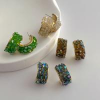 Kristall Schmuck Ohrring, Messing, mit Kristall, goldfarben plattiert, Modeschmuck & für Frau, keine, 25mm, verkauft von Paar