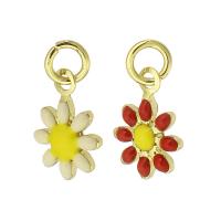 Enamel Brass Pendants, Flower, gold color plated, fashion jewelry & DIY Approx 2.5mm 