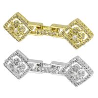 Brass Fold Over Clasp, plated, fashion jewelry & DIY & micro pave cubic zirconia 41mm 