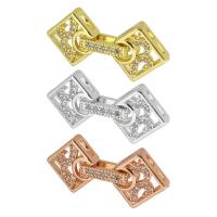Brass Fold Over Clasp, plated, fashion jewelry & DIY & micro pave cubic zirconia 26mm 