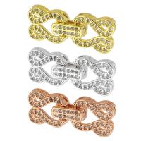 Brass Fold Over Clasp, plated, fashion jewelry & DIY & micro pave cubic zirconia 27mm 