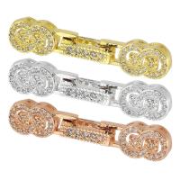 Brass Fold Over Clasp, plated, fashion jewelry & DIY & micro pave cubic zirconia 32mm 