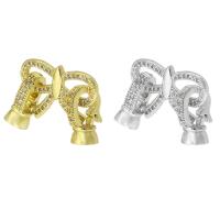 Brass Clasp Findings, plated, fashion jewelry & DIY & micro pave cubic zirconia 16mm 