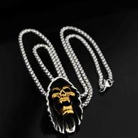 Titanium Steel Jewelry Necklace, Skull, Vacuum Ion Plating, Unisex 