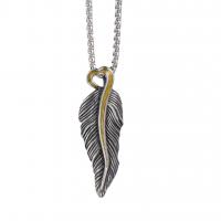 Titanium Steel Jewelry Necklace, Feather, Unisex & enamel 