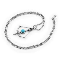 Titanium Steel Jewelry Necklace, with Synthetic Turquoise, Unisex 
