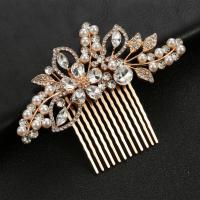 Braut Dekoratives Haarkämmchen, Zinklegierung, mit Glassteine & Kunststoff Perlen, Modeschmuck & für Frau, keine, 100x70mm, verkauft von PC