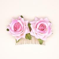 Bridal Decorative Hair Comb, Zinc Alloy, with Velveteen, Rose, fashion jewelry & for woman 