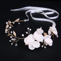 Bridal Hair Wreath, Zinc Alloy, with Plastic Pearl, fashion jewelry & for woman, golden 