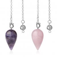 Gemstone Pendulum, with Zinc Alloy & for woman, 18*34mm,8mm 