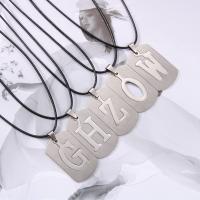 Titanium Steel Jewelry Necklace, with Wax Cord, with 1.97inch extender chain, Unisex original color, 27mm Approx 17.32 Inch 