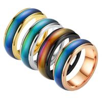 Stainless Steel Finger Ring, 304 Stainless Steel, plated, Unisex & change their color according to the temperature 6mm 