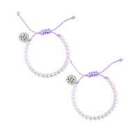 Glass Jewelry Beads Bracelets, Glass Beads, with Polyester Cord & Zinc Alloy, handmade, 2 pieces & Unisex & adjustable Approx 18-28 cm 