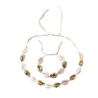 Freshwater Shell Bracelet, bracelet & necklace, with Polyester Cord, 2 pieces & Unisex & adjustable cm cm 