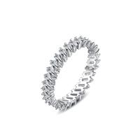 Cubic Zirconia Micro Pave Brass Finger Ring, platinum color plated & micro pave cubic zirconia & for woman, 3.4mm, US Ring 