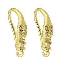 Brass Hook Earwire, gold color plated, fashion jewelry & DIY & micro pave cubic zirconia & for woman, Crystal Gold 