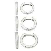 Brass Huggie Hoop Earring, Round, silver color plated, fashion jewelry & for woman, silver color 