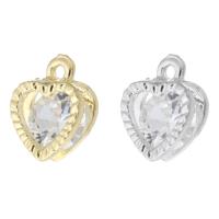 Cubic Zirconia Brass Pendants, Heart, plated, fashion jewelry & DIY & with cubic zirconia Approx 1.5mm 