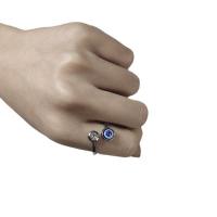 Evil Eye Jewelry Finger Ring, 304 Stainless Steel, with Glass, adjustable & for woman & with rhinestone, US Ring 