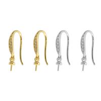 Brass Hook Earwire, gold color plated, fashion jewelry & DIY & micro pave cubic zirconia 19mm [
