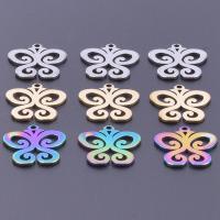 Stainless Steel Animal Pendants, 304 Stainless Steel, Butterfly, Vacuum Ion Plating, DIY & hollow 