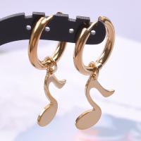 Stainless Steel Drop Earring, 304 Stainless Steel, Music Note, Vacuum Ion Plating, for woman, golden 