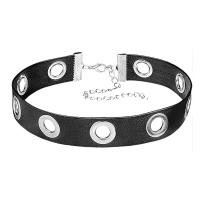 Fashion Choker Necklace, PU Leather, with Zinc Alloy, Length Adjustable & fashion jewelry & for woman, black Approx 36 cm 