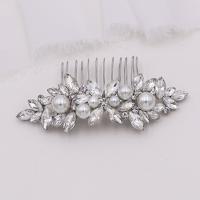 Bridal Decorative Hair Comb, Zinc Alloy, with Glass Rhinestone & Plastic Pearl, fashion jewelry & for woman 