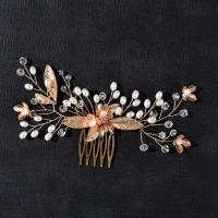 Braut Dekoratives Haarkämmchen, Zinklegierung, mit Kristall & Kunststoff Perlen, Modeschmuck & für Frau, keine, 155x70mm, verkauft von PC