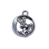 Zinc Alloy Animal Pendants, Rabbit, antique silver color plated, DIY 