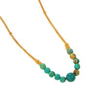 Turquoise Jewelry Necklace, 304 Stainless Steel, with turquoise, with 2.75inch extender chain, real gold plated, fashion jewelry & for woman Approx 13.78 Inch 
