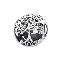 Sterling Silver European Beads, 925 Sterling Silver, Tree, oxidation, polished & DIY & hollow 