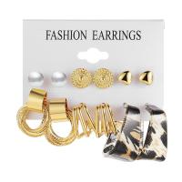 Zinc Alloy Drop Earring, with Plastic Pearl & Acrylic, 6 pieces & fashion jewelry & for woman 