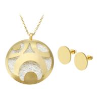 Fashion Stainless Steel Jewelry Sets, 316 Stainless Steel, Stud Earring & necklace, gold color plated, 2 pieces & fashion jewelry & for woman, two different colored 