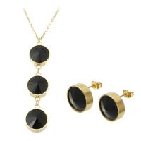 Cubic Zirconia Stainless Steel Jewelry Sets, 316 Stainless Steel, Stud Earring & necklace, gold color plated, 2 pieces & fashion jewelry & for woman & with cubic zirconia, two different colored .5 Inch 