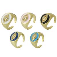 Evil Eye Jewelry Finger Ring, Brass, gold color plated, fashion jewelry & micro pave cubic zirconia & for woman & enamel 15mm, US Ring 