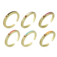 Цирконий Micro Pave Латунь палец кольцо, плакирован золотом, ювелирные изделия моды & инкрустированное микро кубического циркония & Женский & эмаль, Много цветов для выбора, 2.5mm, размер:8, продается PC