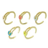 Цирконий Micro Pave Латунь палец кольцо, плакирован золотом, ювелирные изделия моды & инкрустированное микро кубического циркония & Женский & эмаль, Много цветов для выбора, 7mm, размер:8, продается PC