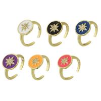 Цирконий Micro Pave Латунь палец кольцо, плакирован золотом, ювелирные изделия моды & инкрустированное микро кубического циркония & Женский & эмаль, Много цветов для выбора, 13mm, размер:8, продается PC