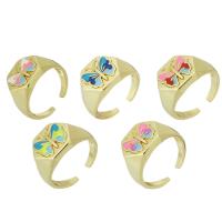 Палец кольцо-латунь, Латунь, плакирован золотом, ювелирные изделия моды & Женский & эмаль, Много цветов для выбора, 14mm, размер:8, продается PC