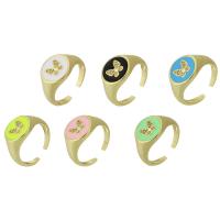 Цирконий Micro Pave Латунь палец кольцо, плакирован золотом, ювелирные изделия моды & инкрустированное микро кубического циркония & Женский & эмаль, Много цветов для выбора, 12.5mm, размер:8, продается PC